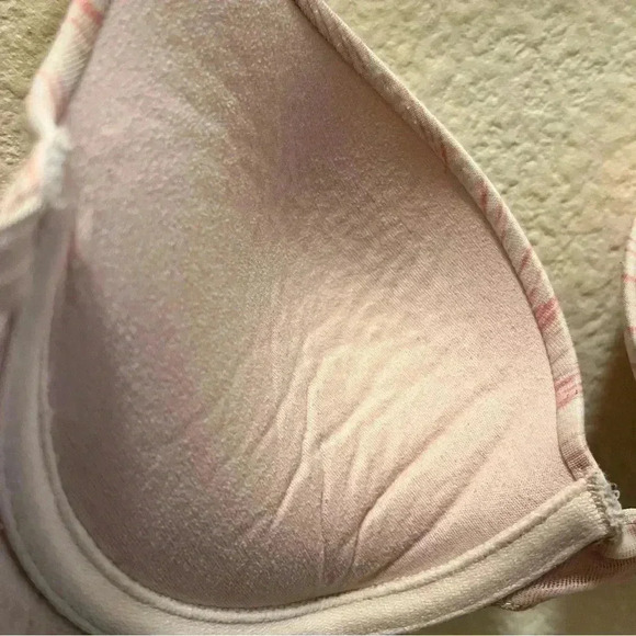 SO Pink and white striped push up bra 34B LOVE details on band - Picture 8 of 9